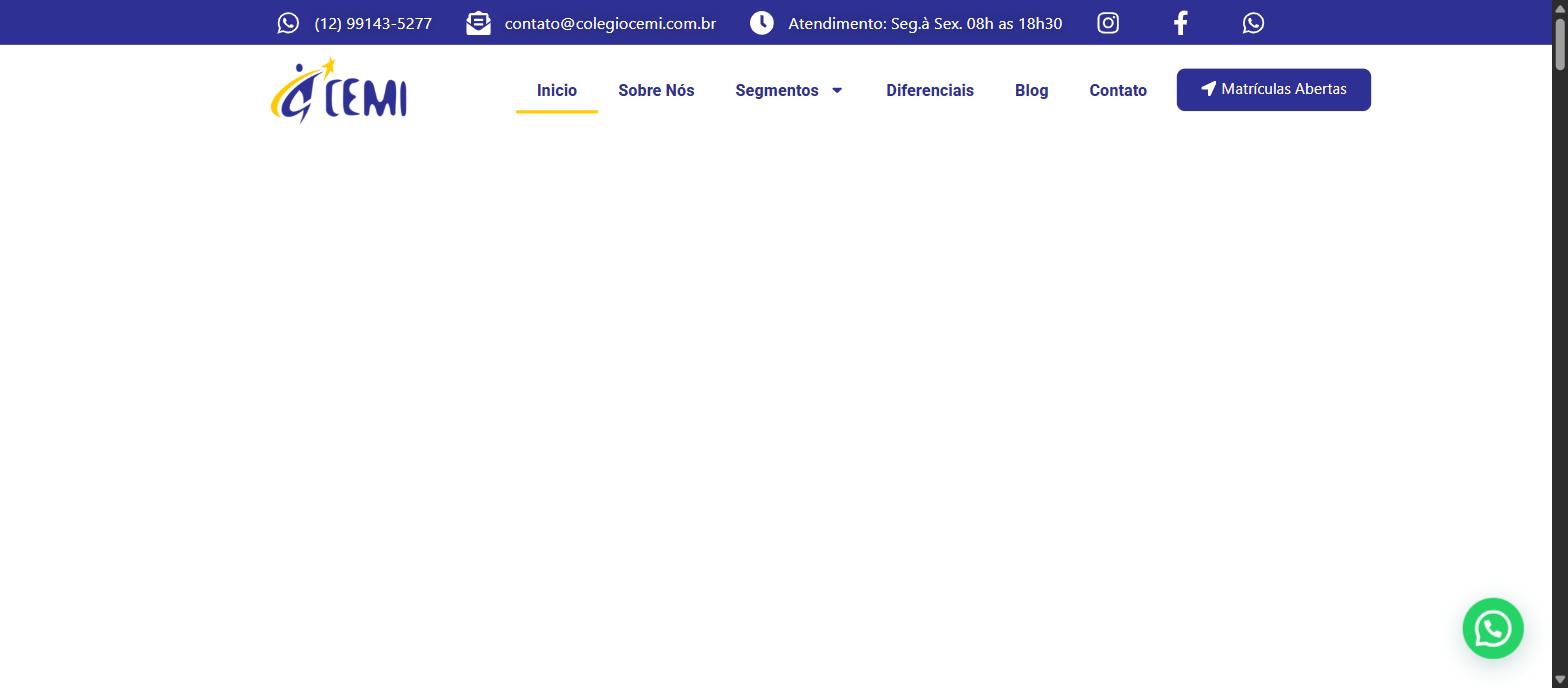 Captura da página inicial de colegiocemi.com.br